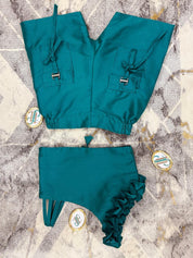Teal one-shoulder crop