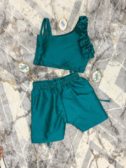 Teal one-shoulder crop