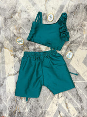 Teal one-shoulder crop