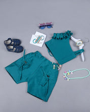 Teal one-shoulder crop